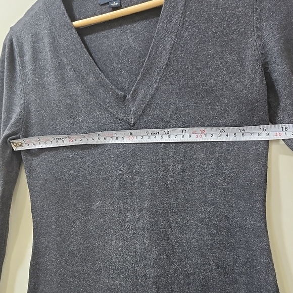 Banana Republic Charcoal Long Sleeve Dress Midi 60% Cotton 10% Rabbit Hair - Picture 7 of 9